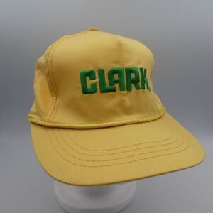 Vintage Clark Forklift Yellow Trucker Hat Union Made USA Fitted NOS Rope 6⅝-7⅝